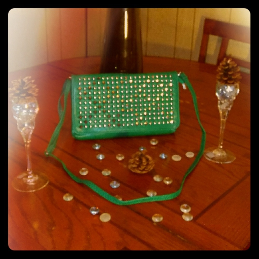 Green Envy rhinestone shoulder/crossbody